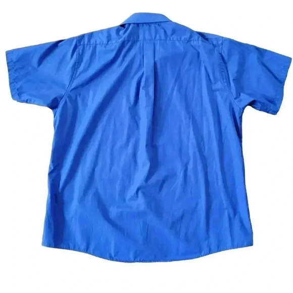 Van Heusen Button Down Men's Dress Shirt Size 2XL Royal Blue Short Sleeve - Picture 2 of 3